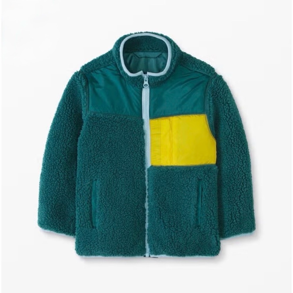 Hanna Andersson Faux Shearling Jacket, juniper green, size 8